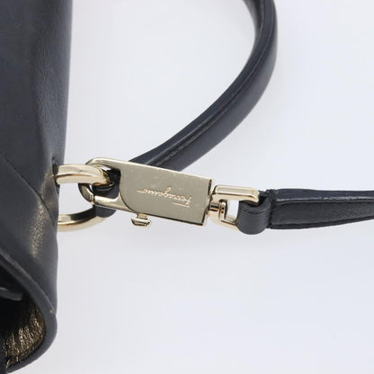 Salvatore Ferragamo Sofia Rainbow Saddle Leather, Black, Leather, Handbag