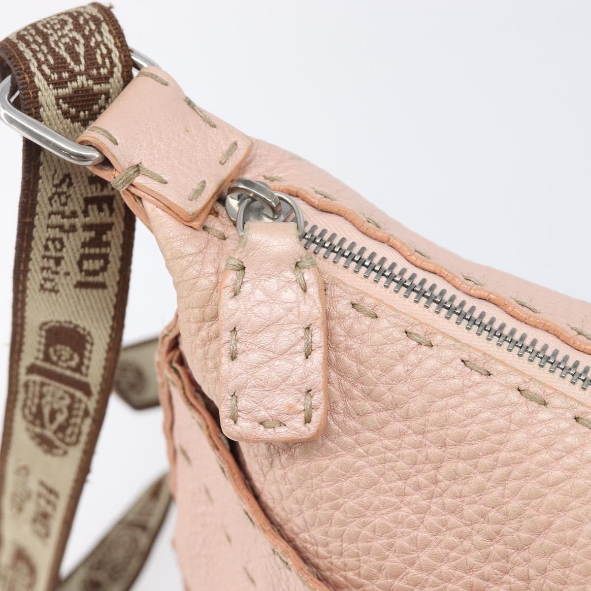 Fendi Vintage Selleria Zip Messenger Leather, Pink, Leather, Handbag