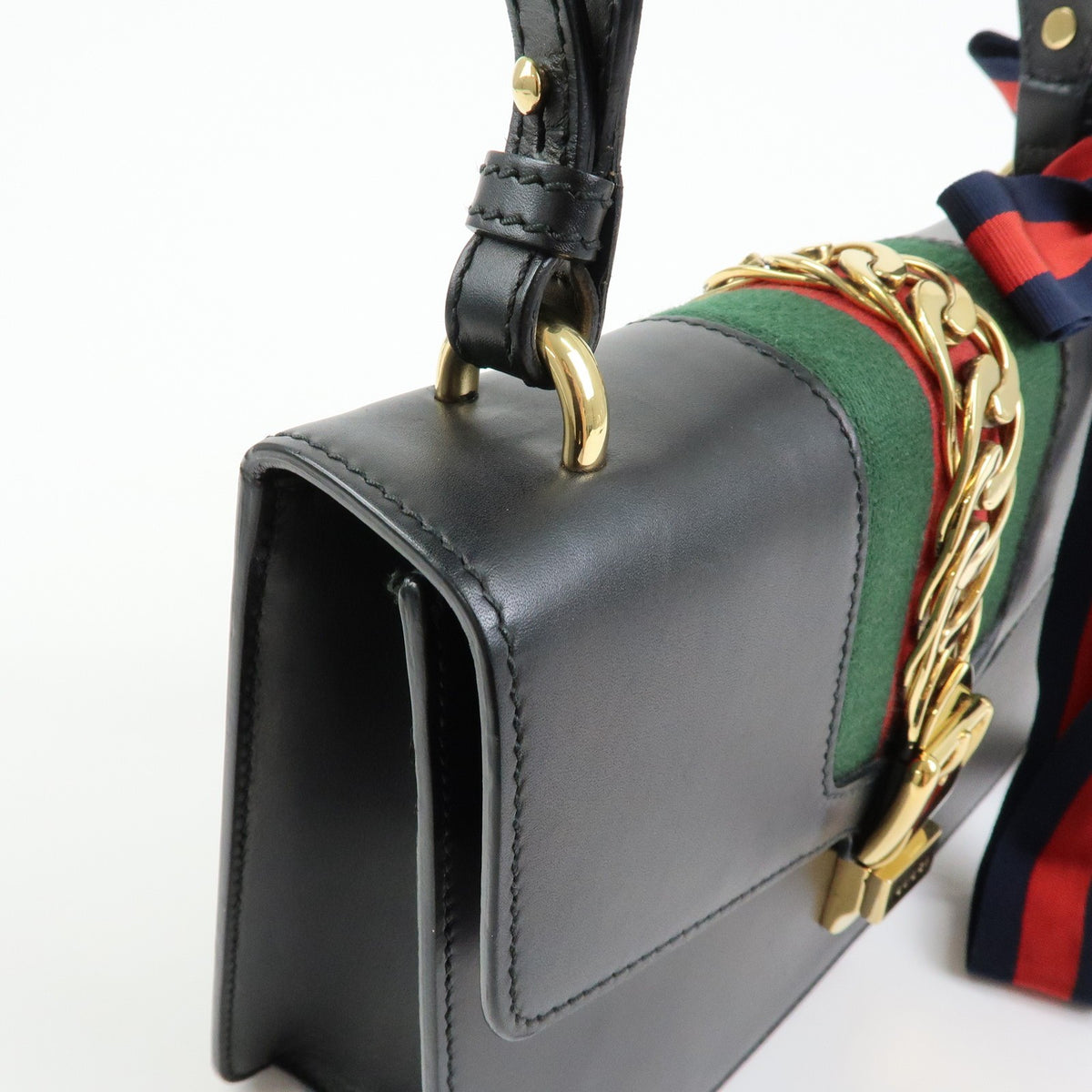 Gucci Sylvie Leather, Black, Leather, Shoulder Bag