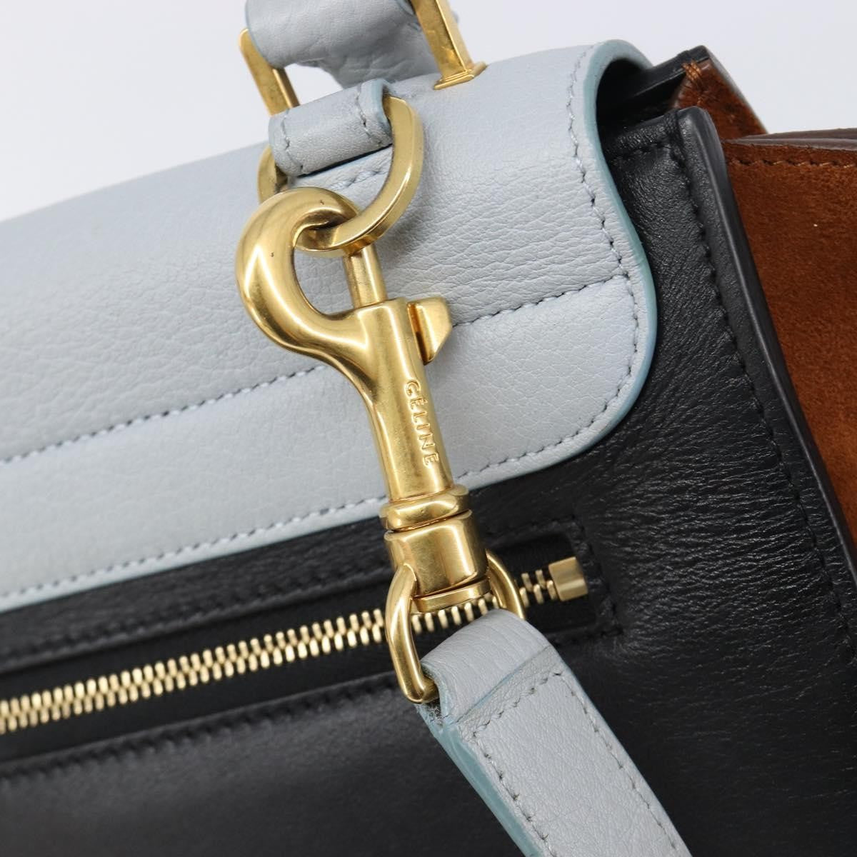 Celine Trapeze Leather, Blue, Leather, Handbag