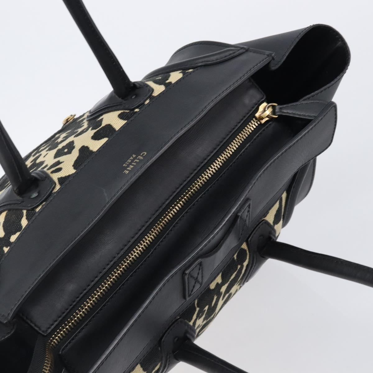 Celine Luggage Printed Canvas and Leather, Black, Leather, Handbag