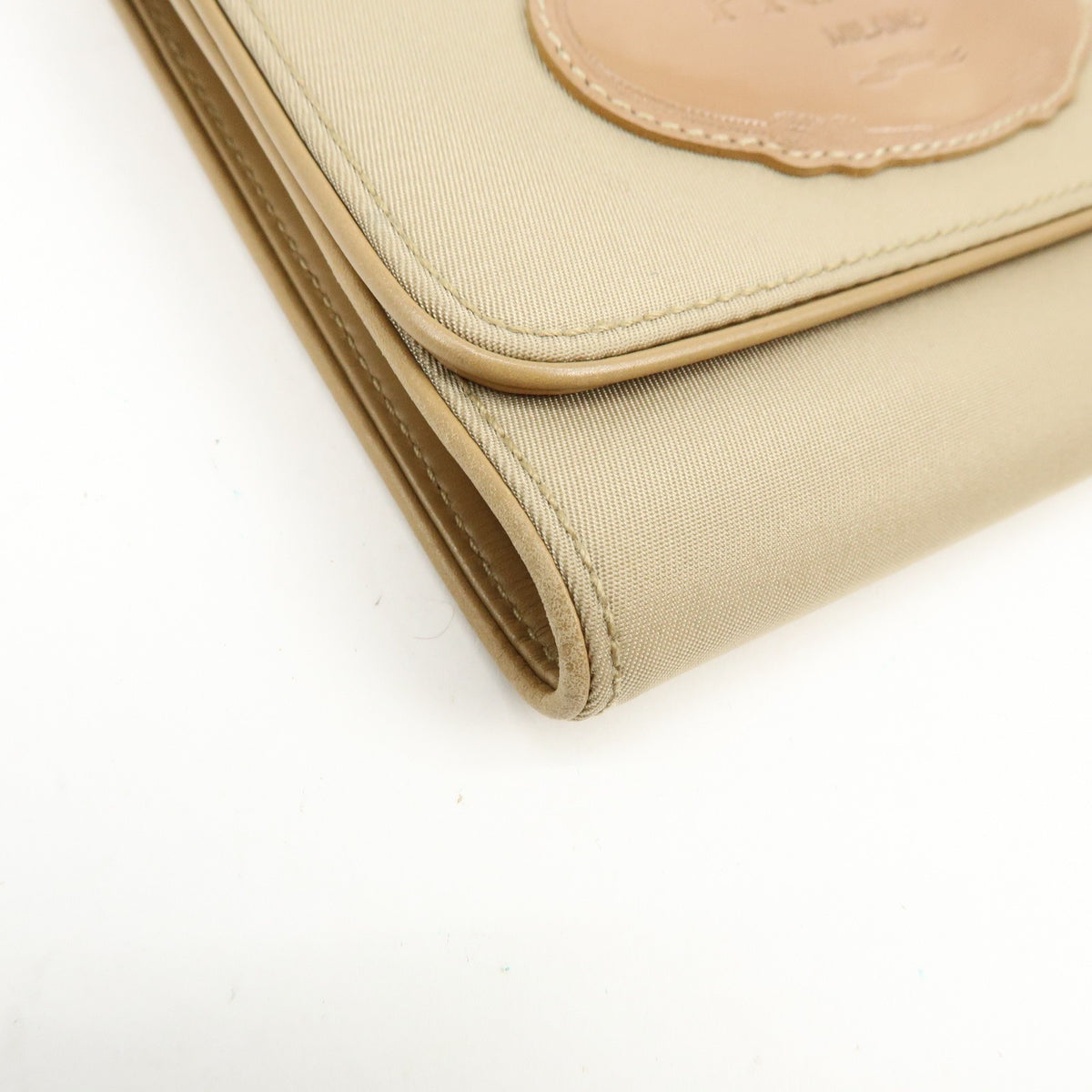 Prada Trifold Compact Saffiano Leather, Beige, Nylon, Wallet