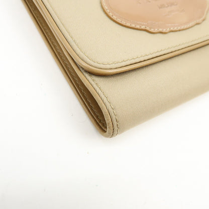 Prada Trifold Compact Saffiano Leather, Beige, Nylon, Wallet