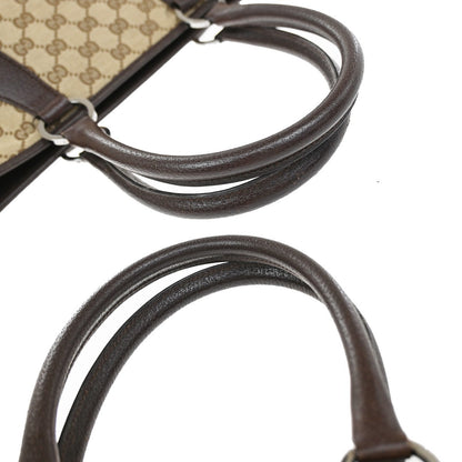 Gucci Vintage Ring Tote GG Canvas with Leather, Brown, Canvas, Tote Bag