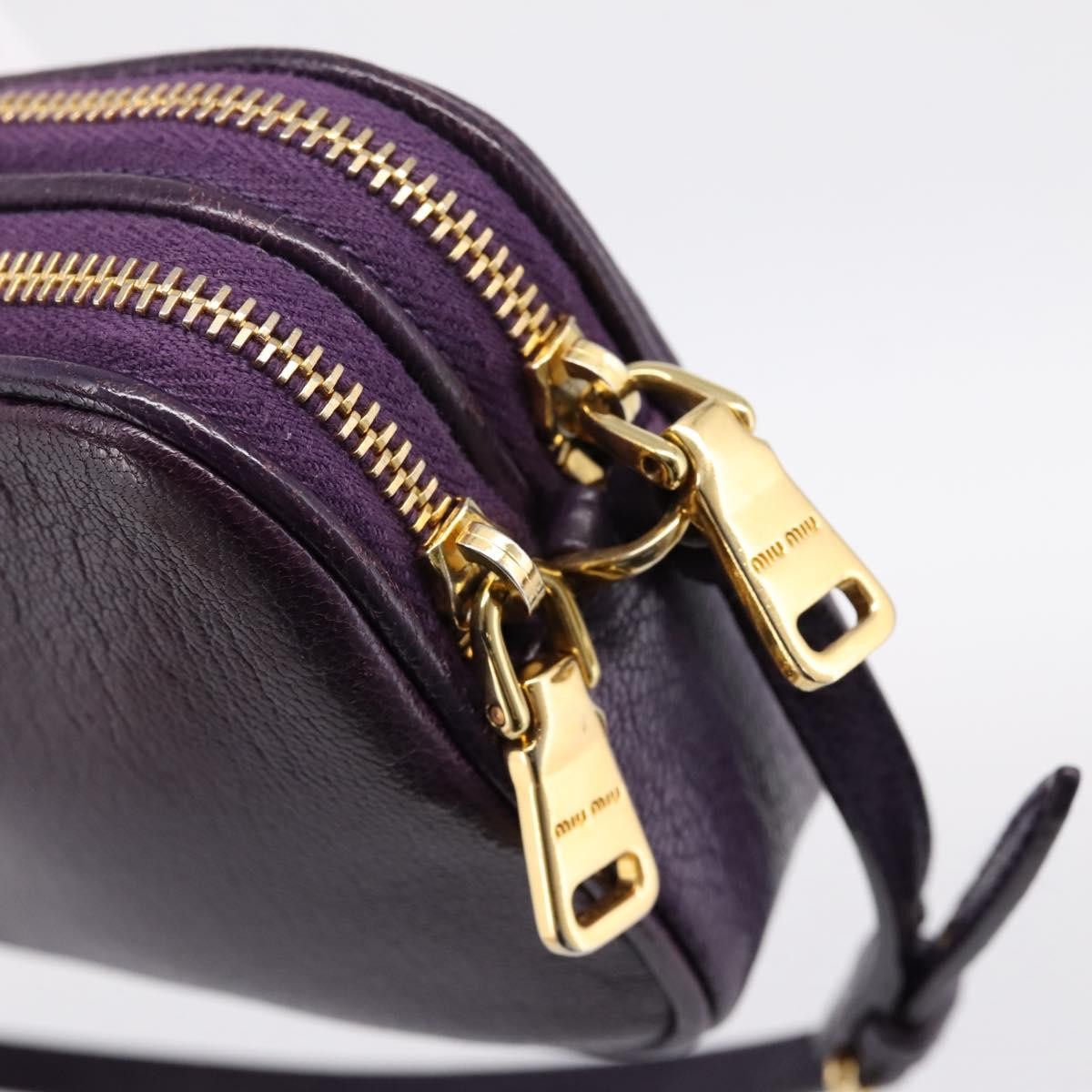 Miu Miu Double Zip Pochette Leather, Purple, Leather, Clutch
