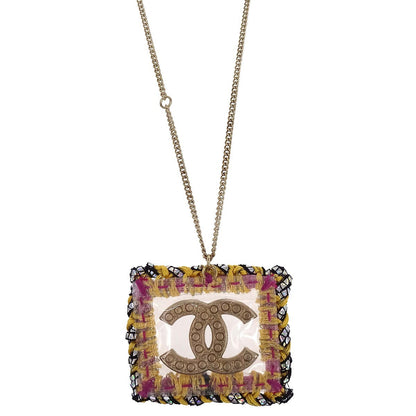 Chanel Square CC Pendant Metal, Gold, Gold Plated, Necklace
