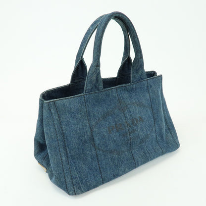 Prada Canapa Denim, Blue, Denim, Tote Bag