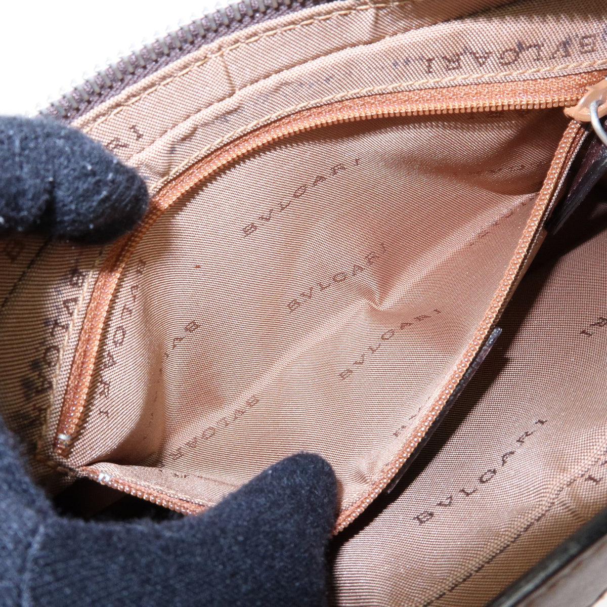 Bvlgari Logomania Canvas with Leather, Khaki, Canvas, Shoulder Bag