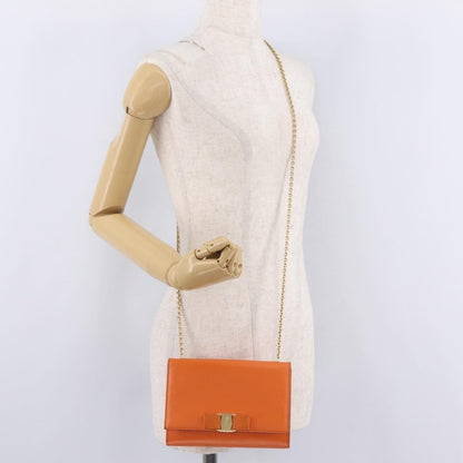 Salvatore Ferragamo Vala Leather, Orange, Leather, Shoulder Bag