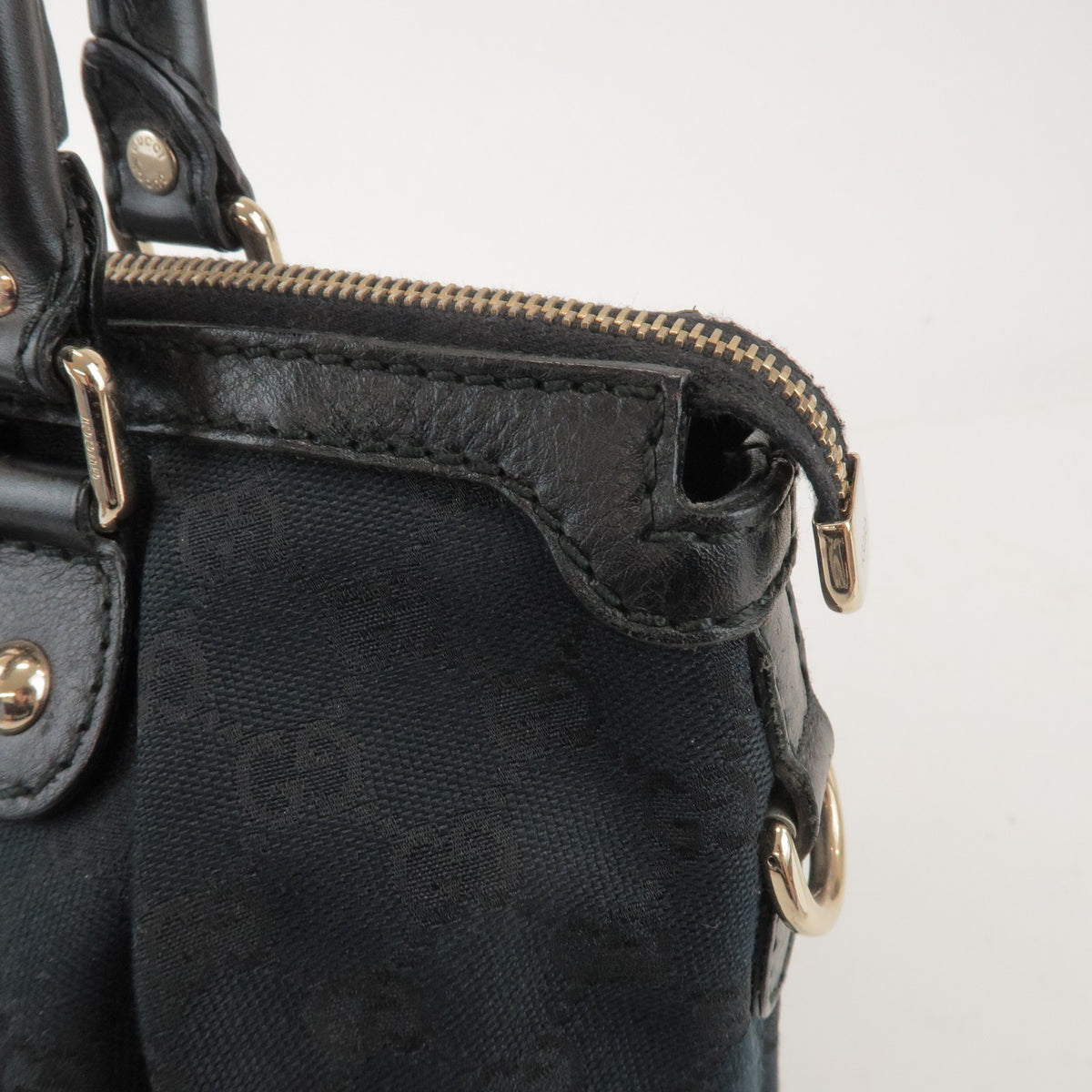 Gucci Sukey Top Handle Satchel GG Canvas with Leather, Black, Canvas, Handbag