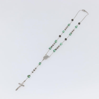"Dolce & Gabbana Cross Pendant Metal with Crystals, Enamel and Faux Pearls", Silver, Metal, Necklace
