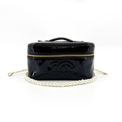 Chanel Vintage Timeless Cosmetic Case Patent, Black, Patent Leather, Clutch