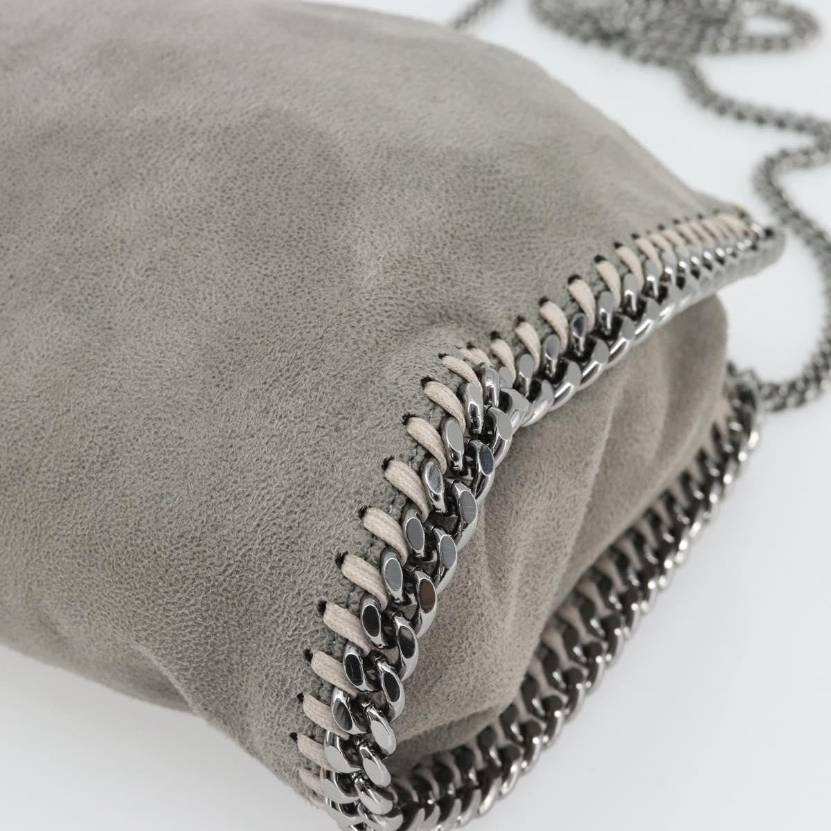 Stella McCartney Falabella Fold Over Shaggy Deer, Gray, Polyester, Shoulder Bag