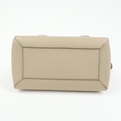 Celine Belt Textured Leather, Beige, Leather, Handbag
