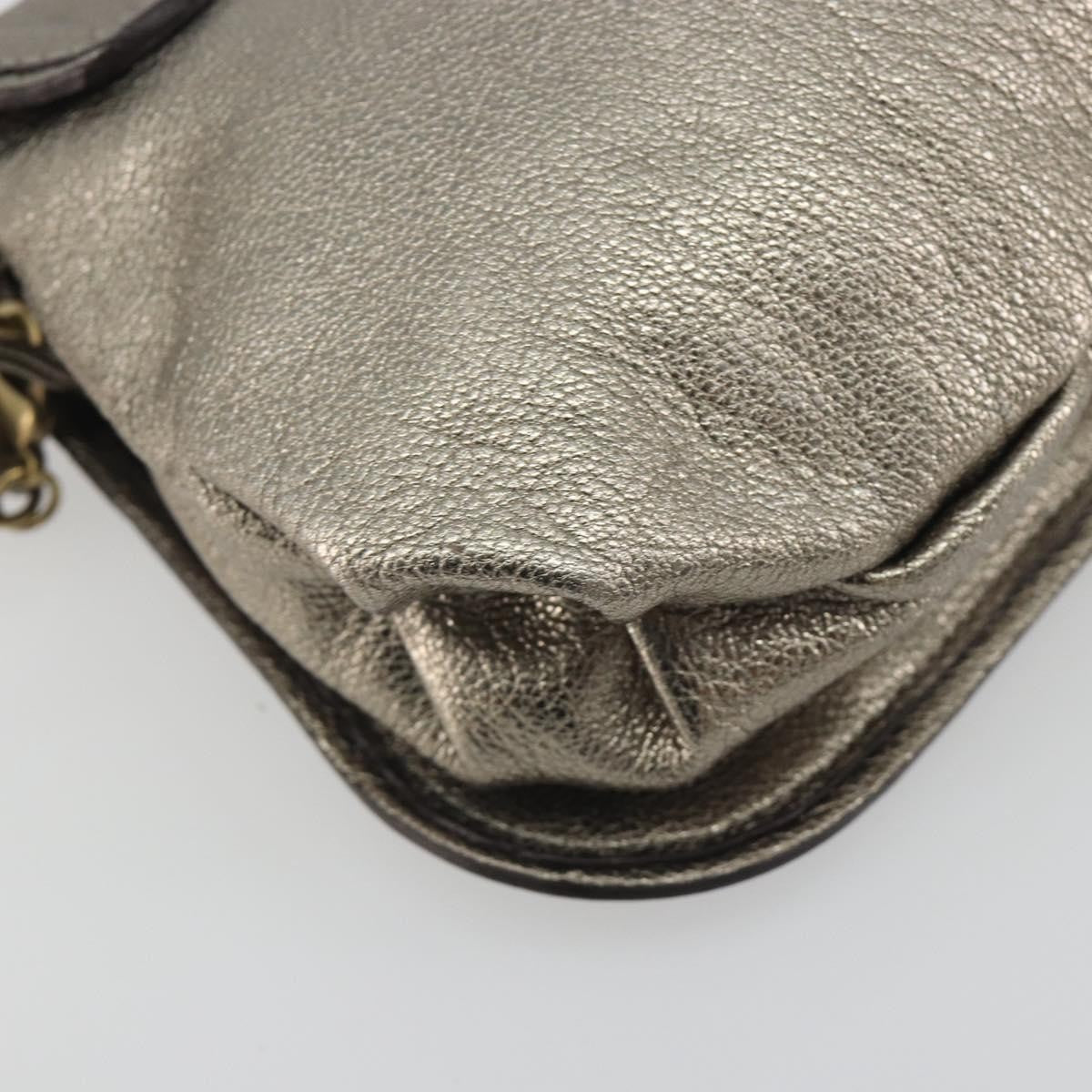 Salvatore Ferragamo Gancini Leather, Silver, Leather, Shoulder Bag