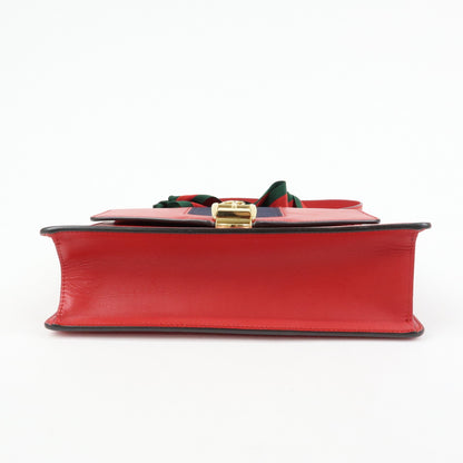 Gucci Sylvie Leather, Red, Leather, Shoulder Bag