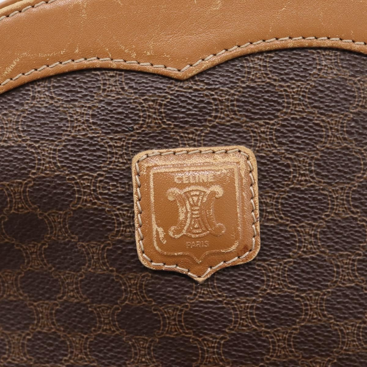 Celine Macadam Shoulder Canvas, Brown, Canvas, Crossbody Bag