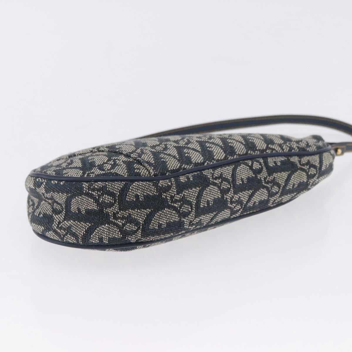 Christian Dior Vintage Saddle Bag Canvas, Navy, Canvas, Clutch