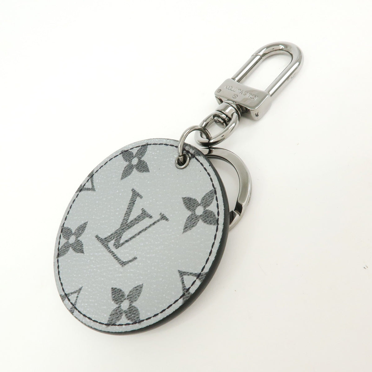 Louis Vuitton Round Bag Charm and Key Holder Reverse Monogram Eclipse None, Silver, Canvas, Charm