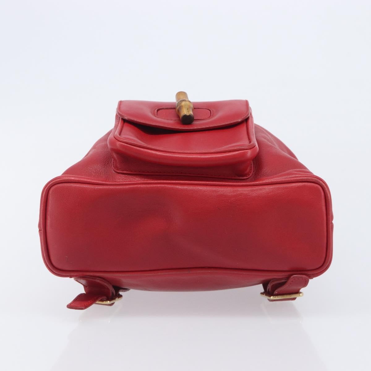 Gucci Vintage Bamboo Leather, Red, Leather, Backpack