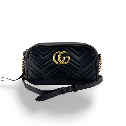 Gucci GG Marmont Matelasse Leather, Black, Leather, Shoulder Bag