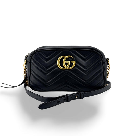 Gucci GG Marmont Matelasse Leather, Black, Leather, Shoulder Bag