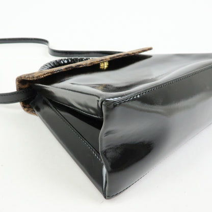 Loewe Vintage Velazquez Top Handle Leather, Black, Patent Leather, Handbag