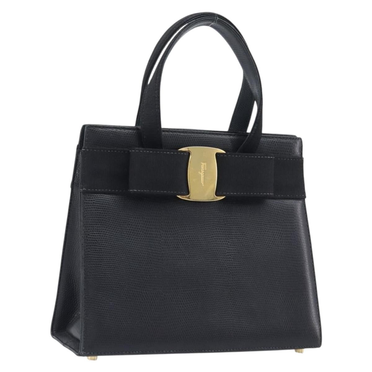 Salvatore Ferragamo Convertible Vara Bow Leather, Black, Leather, Tote Bag