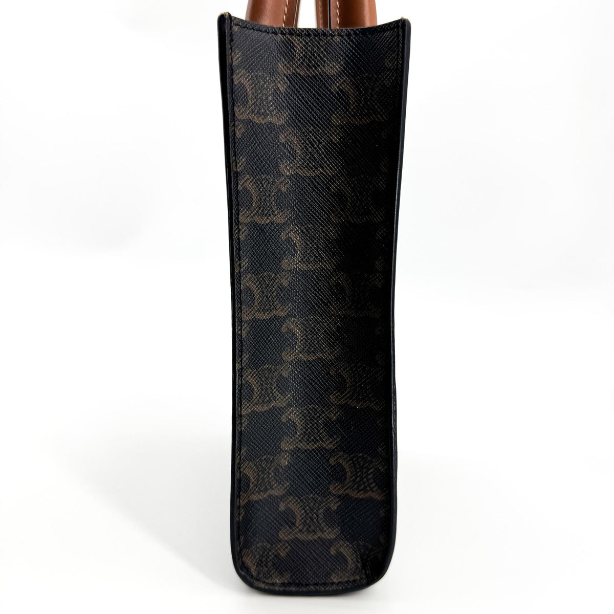 Celine Vertical Cabas Triomphe Coated Canvas, Black, Canvas, Tote Bag