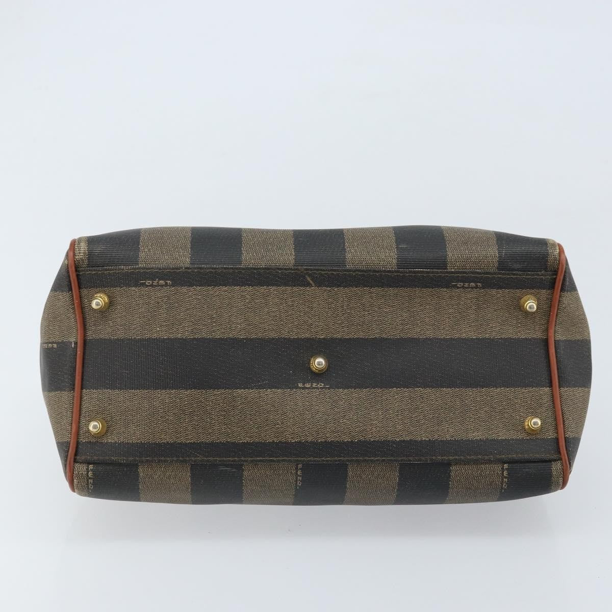 Fendi Vintage Pequin Convertible Boston Coated Canvas, Brown, Canvas, Handbag