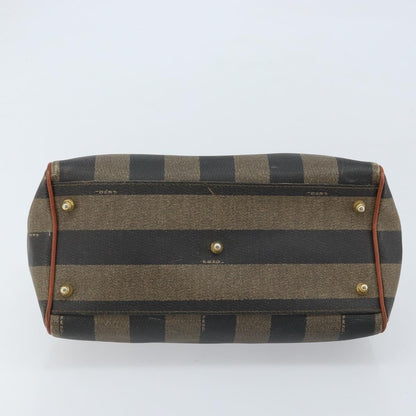 Fendi Vintage Pequin Convertible Boston Coated Canvas, Brown, Canvas, Handbag