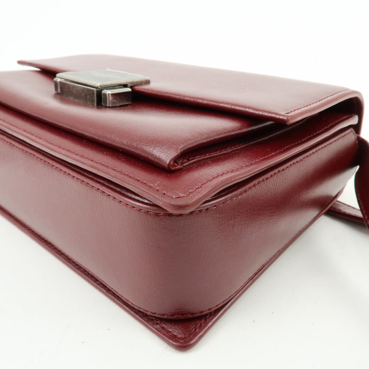 Saint Laurent Bellechasse Satchel Leather, Red, Leather, Handbag