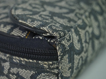 Christian Dior Saddle Zip Diorissimo Canvas, Navy, Canvas, Clutch