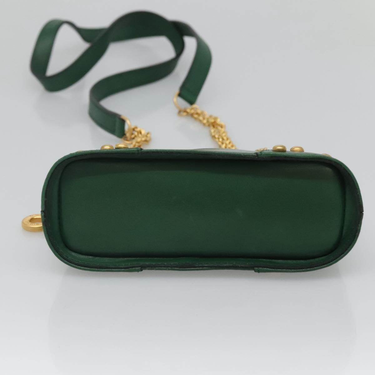 Celine Chain Vertical Quilted Lambskin, Green, Leather, Shoulder Bag