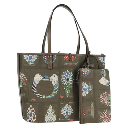 Bvlgari Tote Leather, Gray, Leather, Tote Bag