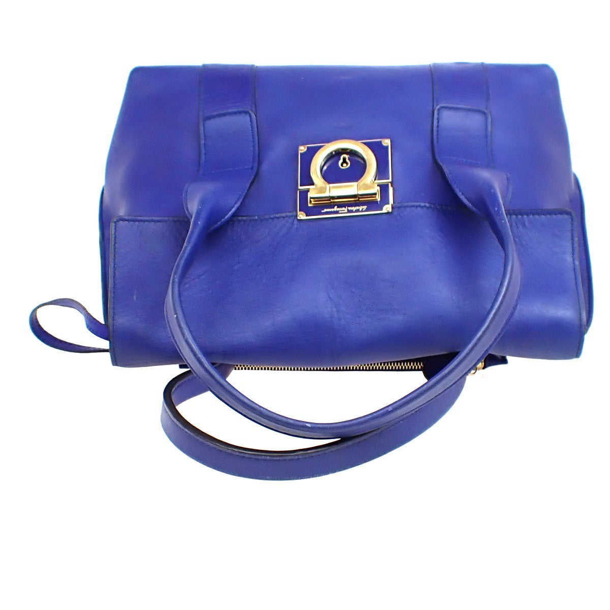 Salvatore Ferragamo Sookie Satchel Leather, Blue, Leather, Handbag