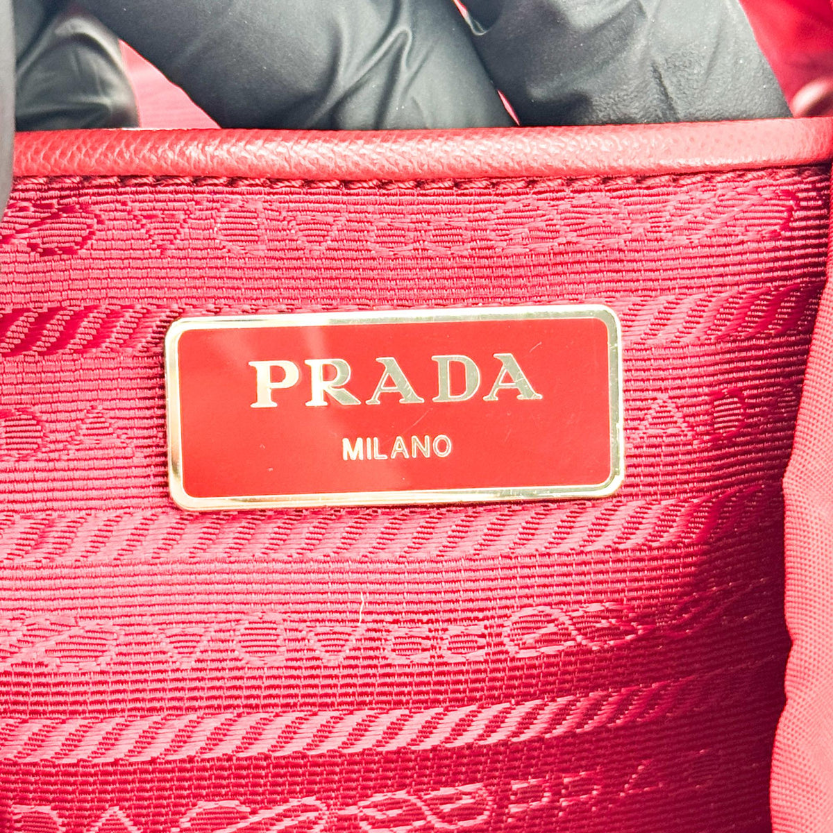 Prada Front Zip Drawstring Tessuto, Red, Nylon, Backpack
