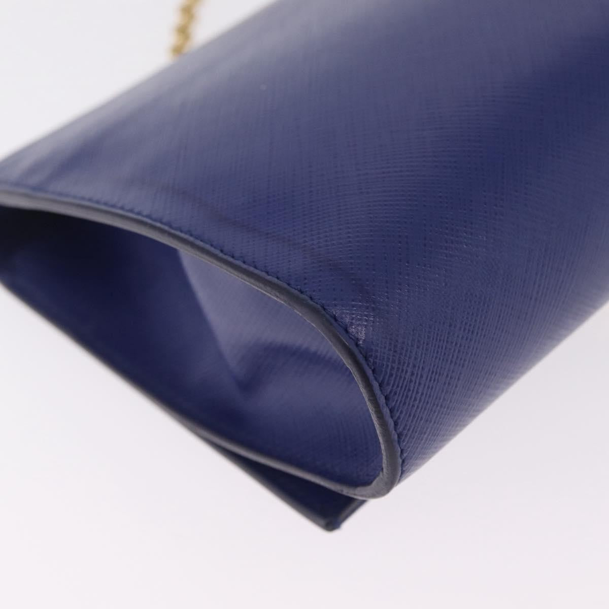 Salvatore Ferragamo Vala Chain Leather, Blue, Leather, Shoulder Bag