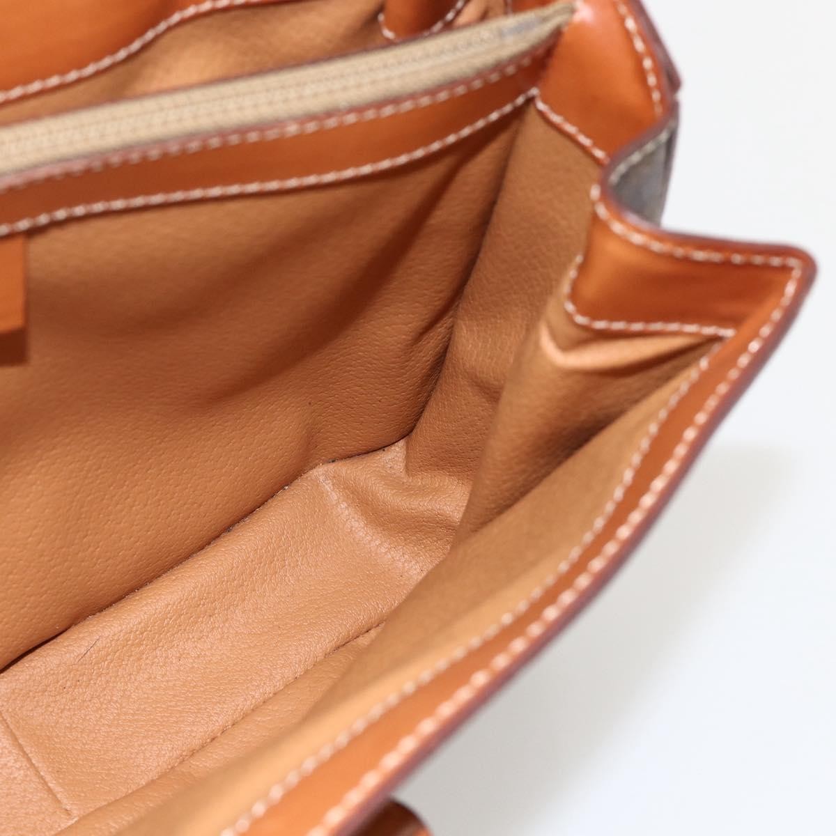 Celine Vintage Convertible Top Handle Macadam Coated Canvas, Brown, PVC, Handbag