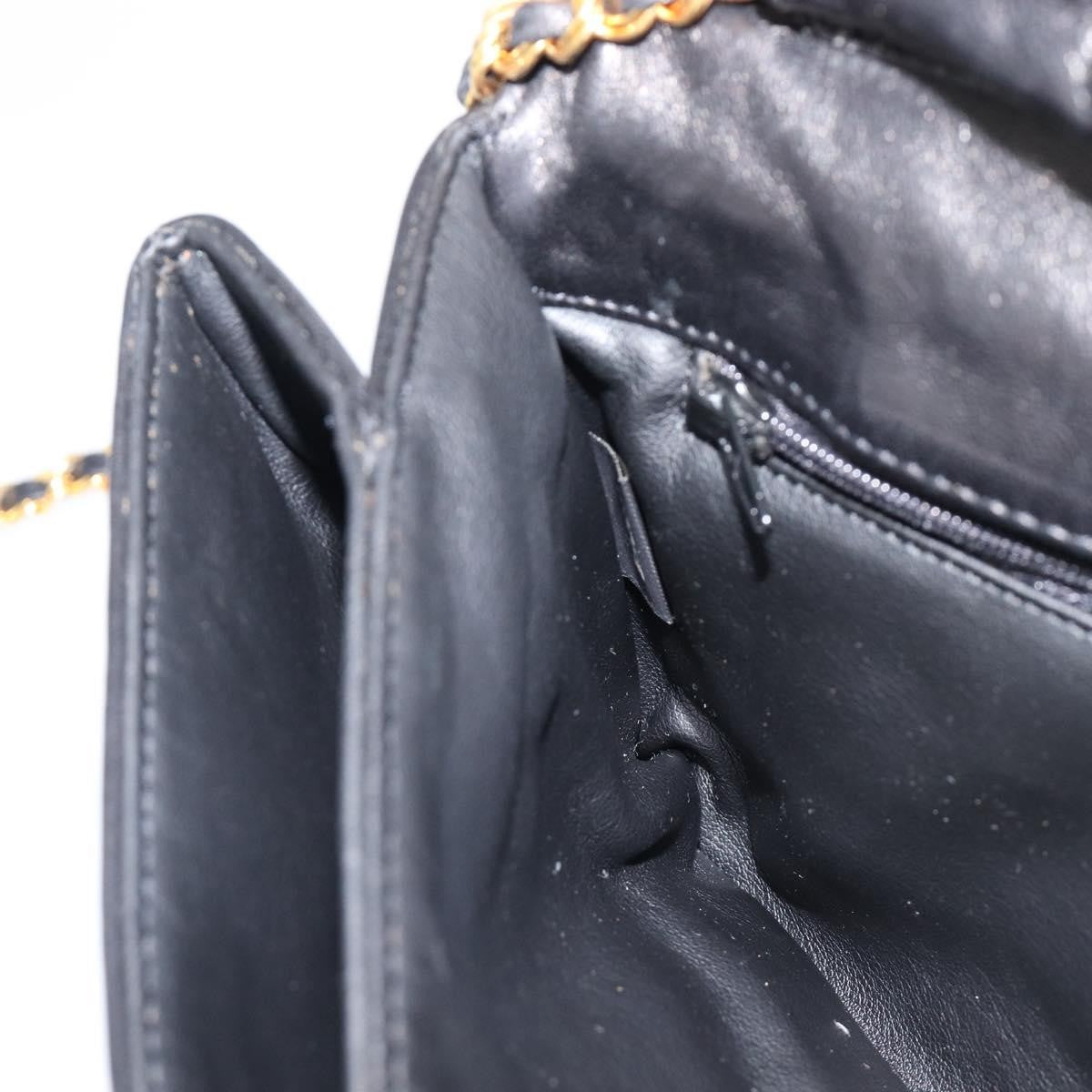 Bally Vintage Chain Quilted Leather, Black, Leather, Shoulder Bag