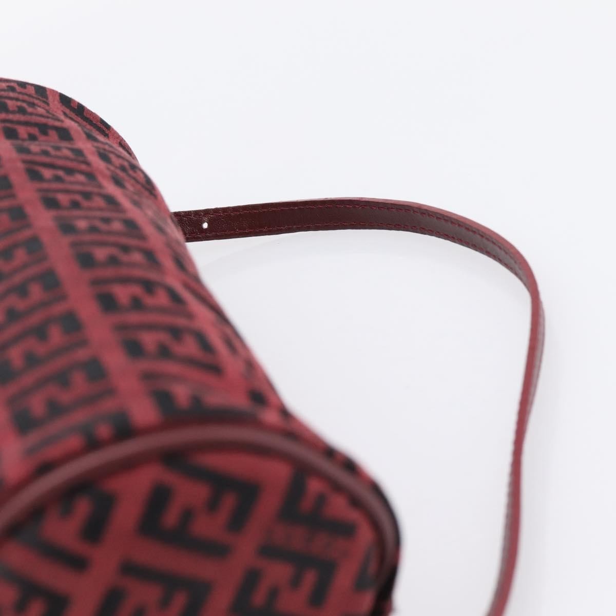 Fendi Vintage FF Zip Zucchino Canvas, Burgundy, Canvas, Shoulder Bag