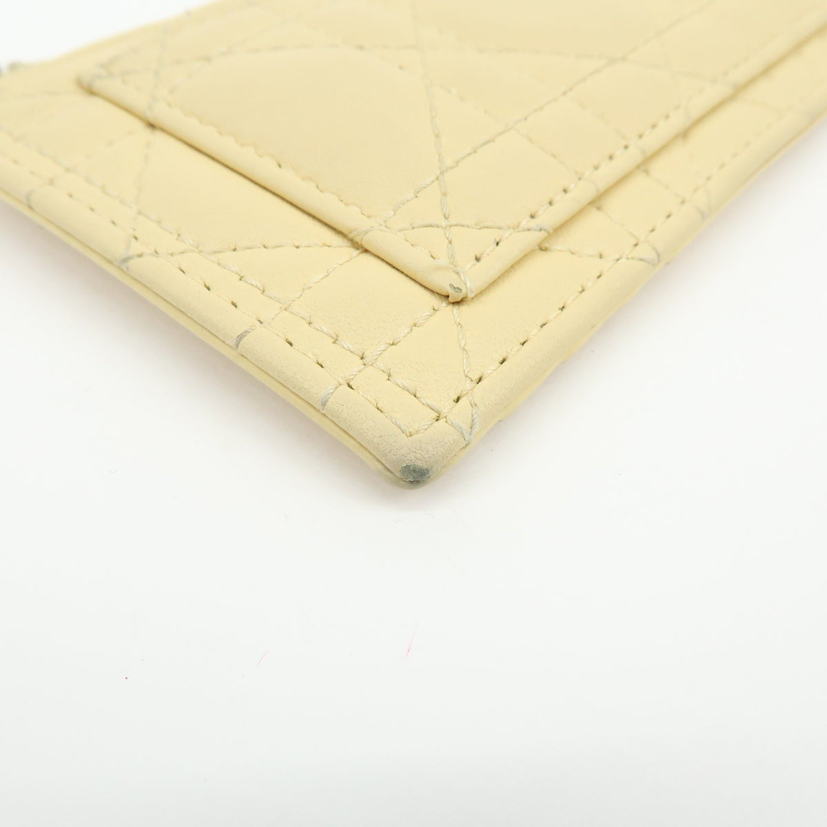 Christian Dior Lady Dior Card Holder Cannage Quilt Patent, Yellow, Leather, Card Holder
