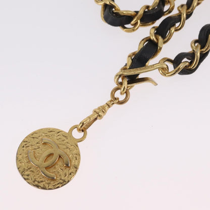 Chanel Vintage Logo Chain Belt Metal and Leather, Gold, Metal, Belt