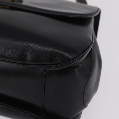 Gucci Vintage Bamboo Top Handle Leather, Black, Leather, Handbag
