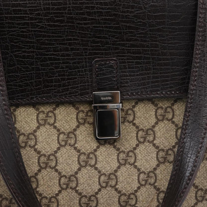 Gucci Vintage Front Pocket Tote GG Coated Canvas with Leather, Beige, Canvas, Tote Bag