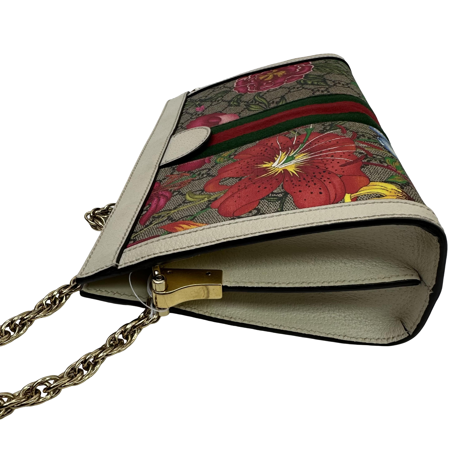 Gucci Ophidia Chain Flora GG Coated Canvas, Multicolour, Canvas, Shoulder Bag