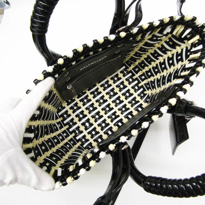 Balenciaga Bistro Panier Woven Faux Leather, Black, Patent Leather, Handbag