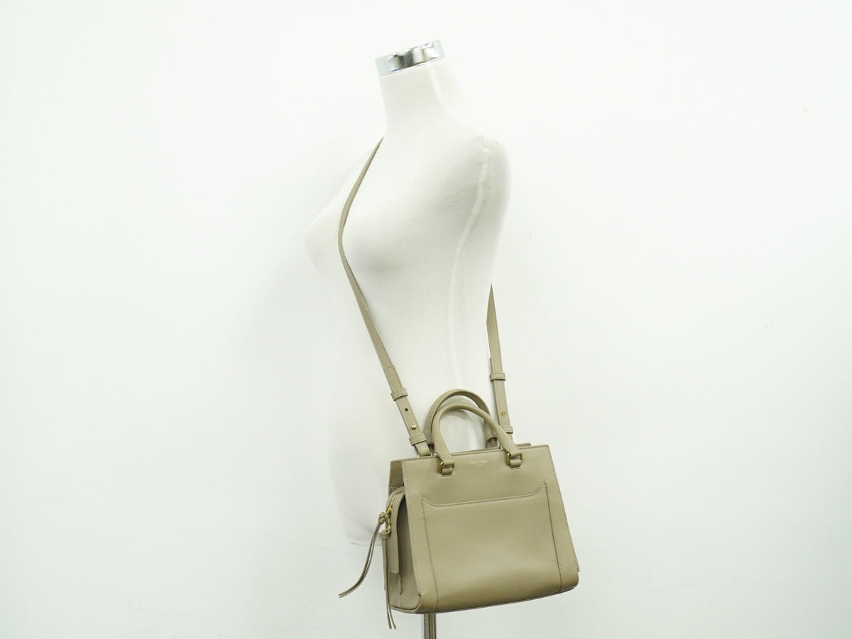 Saint Laurent East Side Smooth Leather, Beige, Leather, Tote Bag