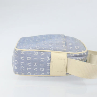 Bvlgari Logomania Canvas with Leather, Blue, Canvas, Shoulder Bag