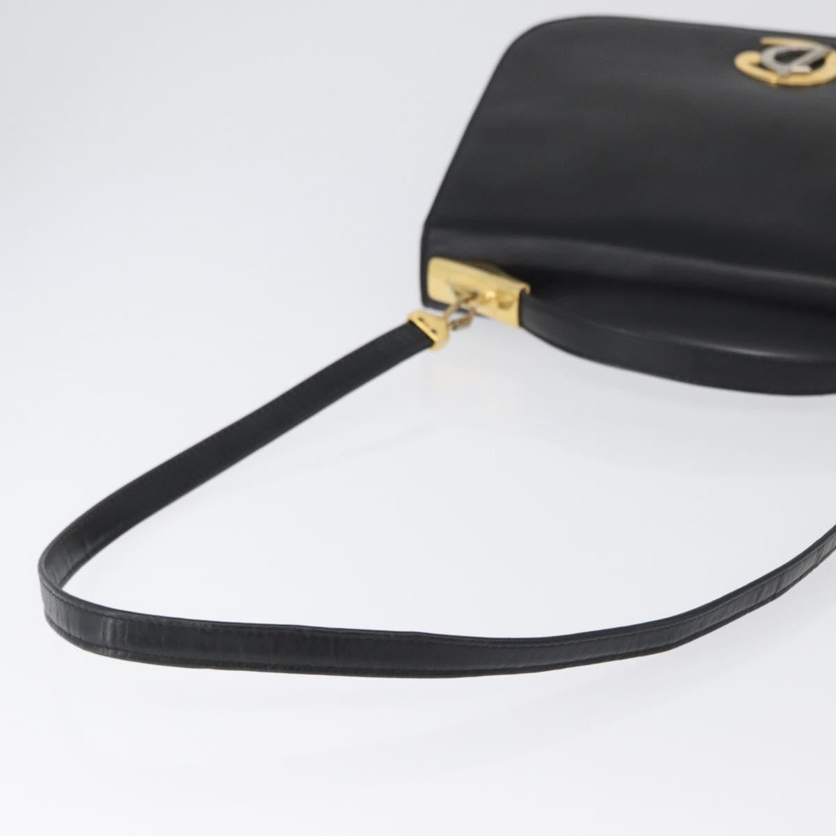 Christian Dior Vintage CD Logo Leather, Black, Leather, Shoulder Bag